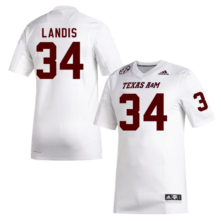 Men #34 Preston Landis Texas A&M Aggies College Football Jerseys Stitched Sale-White - Click Image to Close